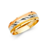 Jewels 14k Gold okrugli kubični cirkonijski žuti bijeli i ruža Three Prstena za prstena od strane Muške