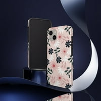 Crna i ružičasta cvjetna teška futrola za telefon - Super-sladak i otporan na udar za iPhone
