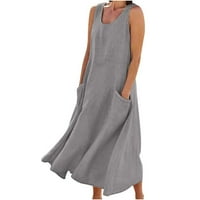 Haljine za žene Maxi haljina za žene Ljeto pamučno posteljina Boho casual modna haljina bez rukava za