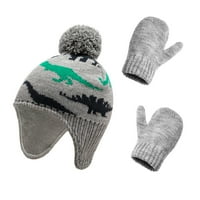jiaroswwei dinosaur kapa pompom pletene bočne rukavice Mitten beba mališani zimski topli set
