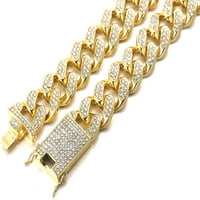 Zlatni lanac za muškarce, muški zlatni lanac Miami 18K Real Gold pozlaćena platina od bijelog zlatnog