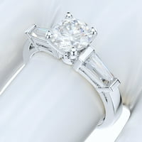Sterling srebrna konusna baguette i okrugli sjajni rez simulirani dijamantni zaručnički prsten za žene