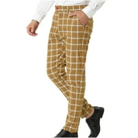 SkPabo muške Chino Slim Fit Striped Smart Wert Trousers Skinny Suits Dno Ležerne prilike Svečane hlače