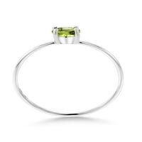 Gem Stone King 10k bijeli zlatni zeleni peridot Ženski zaručni prsten