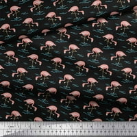 Soimoi crna poliester crep tkanina Flamingo ptičje tkanine otisci sa dvorištem širom