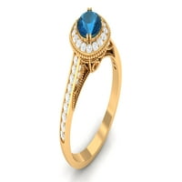 CT London Blue Topaz Solitaire sa dijamantskim vintage prstenom, 14k žuto zlato, SAD 12,00