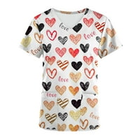 Valentinovo žensko piling vrpce gornje radne uniforme majica slatko srce Print kratkih rukava s kratkim