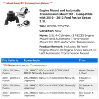 Montažni i automatsko montiranje montiranja - kompatibilan sa - Ford Fusion Limuzina 2.5L 2011