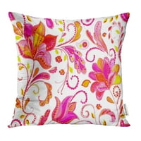 Akvarel cvjetni cvijet šareno sa apstraktnim Whimmical Paisley Tulips ostavlja poklopac jastuka jastučnice