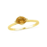 Dijamantna princeza 10kt Žuta zlatna žena Okrugla laboratorija stvorena citrinskim pasijansom prsten