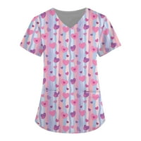 Kayannuo Print Nursing uniforme za čišćenje za žene Čišćenje Ženski modni kratki rukav V-izrez V-izrez