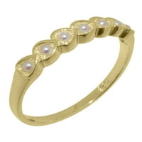 British napravio 14k žuti zlatni kultivirani biserni ženski prsten - veličine opcije - veličine 4,75