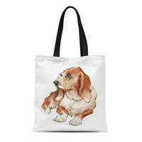 Platno Tote torba Šanolo slika bassetskog parona Portret Slatki pseće akvarel za višestruko punjenje