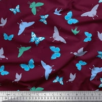 Soimoi ljubičasta pamučna pamučna ducka od leptira leptir tiskani tkaninski dvorište širom