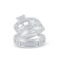 Jewels Sterling Silver Njegov i njen okrugli dijamantski klaster podudaranje mladenci za vjenčani prsten