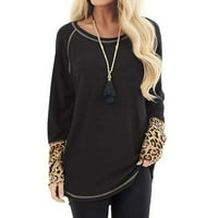 Ženska ležerna bluza s dugim rukavima labava leopard košulja majica Ležerne prilike Plus sim vitka tunika