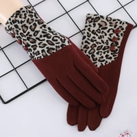 Zimske pletene rukavice za čišćenje ženske leopard print rukavice sa fleece t-ouch ekranom za prst