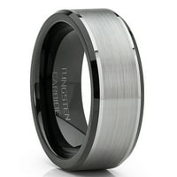 Muški volfram Carbide Wedding Wear Top Brušen dva tona crna prstena 10