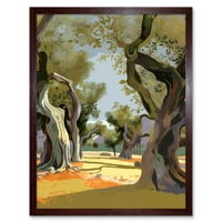 Mediteranski krajolik o maslinovoj stablu Grove Art Print Framed Poster zidni dekor