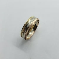 14K čvrsti trobojni zlatni dijamantni rezan prsten