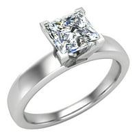 Princess Cut Solitaire Angažman prsten ugrađen široko 14k bijelo zlato 0. Carat Ukupna težina