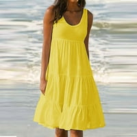 Ljetne haljine za žene plus veličina haljina na plaži sunčeva haljina žuta rukava bez rukava Comfort