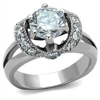 Žene visoko polirani prsten od nehrđajućeg čelika sa AAA razredom CZ-a na bistri - veličine 8