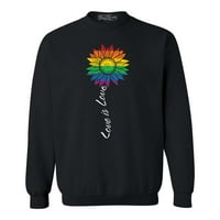 Shop4ever Muška ljubav je Love Rainbow Cvjetni gay lgbtq Pride Crewneck Duksev X-Veliki crni
