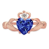 1. CT Sjajno srce Clear Simulirani dijamant 18k ružičasto zlato pasijans obložen prsten sz 8.25