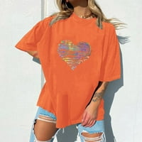 CETHRIO košulje za vježbanje za žene - Valentinovo Print Pulover okruglih vrata Ležerne majice kratkih