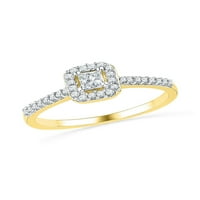 Jewels 10kt Žuto zlato Žene Princess Diamond Solitaire Square Halo Bridal Vjenčanje zaručni prsten CTTW