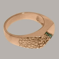 Britanci napravio je 10k ružični zlatni prsten s prirodnim smaragdnim muškim prstenom - Opcije veličine