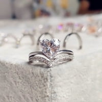 Heiheiup Love u obliku rinestonskog prstena Dijamantni ljubavni prsten elegantni geometrija Rhinestone