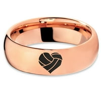 Volfram odbojka u obliku srca u obliku srčana band prsten za muškarce Žene Udobnost FIT 18K Rose Gold