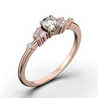 Minimalistički sol i papar 0. Carat Round Cut Diamond Moissite zaručni prsten, dainty venčani prsten