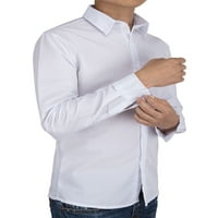 Muška košulja s dugim rukavima dolje majica Slim Fit kočiona Solid Buttonwown ovratnik Velika i visoka