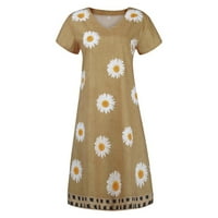 Ljetne haljine za žene Vintage Labavi V-izrez cvjetni print kratkih rukava Midi Maxi haljina za žene