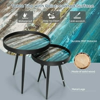 Stol za kavu sa drvenim ladicama gornje i čelične noge - postavite stol za gniježđenje