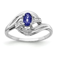Čvrsta 14k bijelo zlato 5x ovalna tanzanite plava prosinac dragulja Diamond Angažman Veličina prstena
