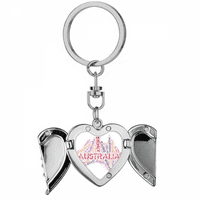Australija Arom Map Scenic spotovi Ilustracija Heart Angel Wing ključni lančanik