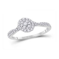 10kt bijelo zlato Ženo okrugli dijamant ovalni klaster prsten CTTW