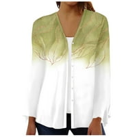 GDFUN Ženska modna labava ležerna štampana majica s dugim rukavima KARDIGAN BluZA jakna - zip up hoodie