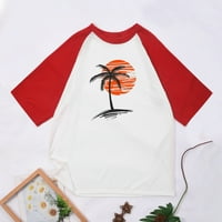 Ernkv Muški pamučni raglan za čišćenje ljeta Tropical Beach Sun Print Tees Modna odjeća Majice s kratkim