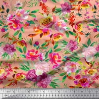 Soimoi smeđa mahovina Georgette tkanina odlazi i ružičasta cvjetna akvarelska tkanina za ispis sa dvorištem