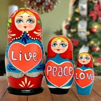 Živi mir ljubav Matreshka gniježđenje ručno oslikano lutka set od strane G. Debrekht