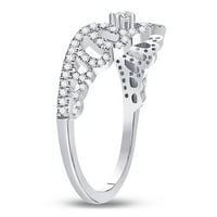 10k bijelo zlato okruglo Diamond Heart Crown modni prsten CTTW
