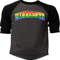 Muška rainbow Minnesota kt T crna Raglan bejzbol majica mali ugljen crni