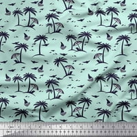 Soimoi Rayon tkanina kokosova drveta, ptica i jedrilica plaža za ispisu tkanine sa dvorištem široko