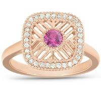 Pompeii CT Diamond & Ruby Modni dizajnerski prsten 14K ružičasto zlato