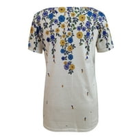 Penskeiy Fashion Women izdubljeno Ispis majica V-izrez kratki rukav casual bluza ljetna svestrana majica